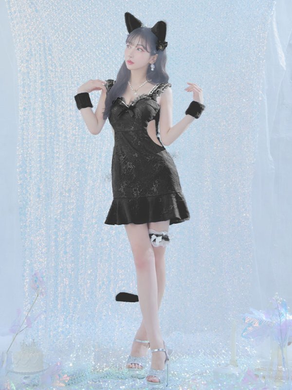 画像30: 【即日発送】【ハロウィン】緩苺ちゃん着用 キャットレースミニワンピ 【コスプレ5点セット】【XS-Mサイズ/3カラー】[OF04]