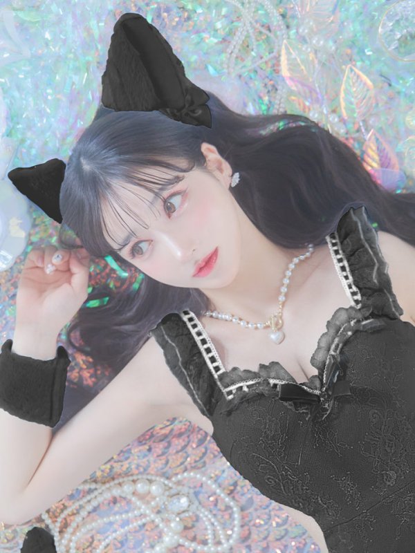 画像2: 【即日発送】【ハロウィン】 キャットレースミニワンピ 【コスプレ5点セット】【XS-Mサイズ/3カラー】[YMT]
