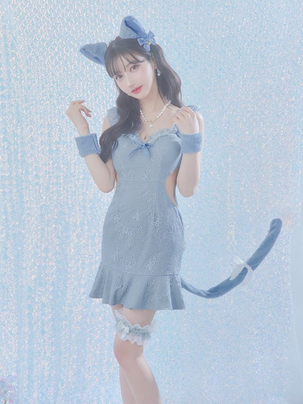 画像23: 【即日発送】【ハロウィン】緩苺ちゃん着用 キャットレースミニワンピ 【コスプレ5点セット】【XS-Mサイズ/3カラー】[OF04]