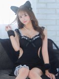 【即日発送】【ハロウィン】 キャットレースミニワンピ 【コスプレ5点セット】【XS-Mサイズ/3カラー】[YMT]
