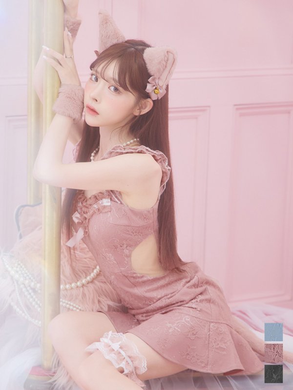 画像3: 【即日発送】【ハロウィン】緩苺ちゃん着用 キャットレースミニワンピ 【コスプレ5点セット】【XS-Mサイズ/3カラー】[OF04]