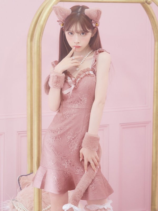 画像4: 【即日発送】【ハロウィン】緩苺ちゃん着用 キャットレースミニワンピ 【コスプレ5点セット】【XS-Mサイズ/3カラー】[OF04]