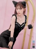 【即日発送】【ハロウィン】緩苺ちゃん着用  キャットレースミニワンピ 【コスプレ5点セット】【XS-Mサイズ/3カラー】[YMT]