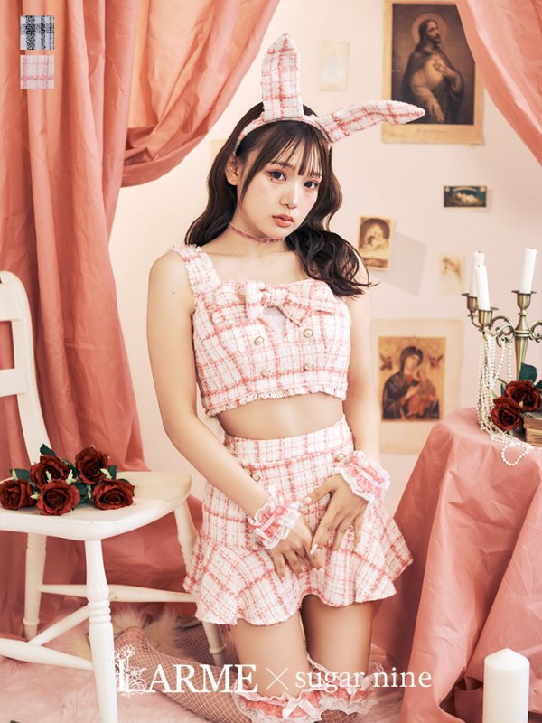 画像42: 【SALE!!】【即日発送】【ハロウィン】ツイードバニーセットアップ（パンツ&スカートタイプ）【コスプレ6点セット】 【XS-Mサイズ/2カラー】[OF04]