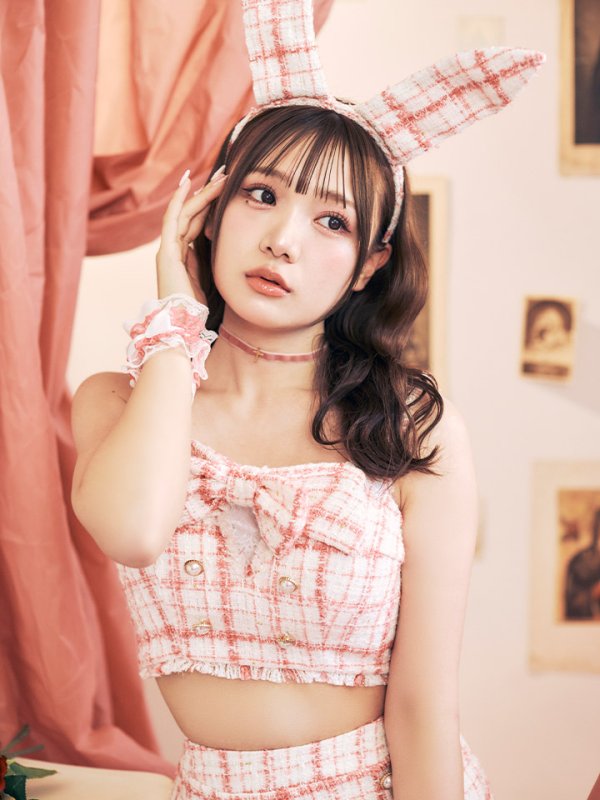 画像9: 【SALE!!】【即日発送】【ハロウィン】【LARME/ラルム掲載】ツイードバニーリボンセットアップ（スカート）【コスプレ6点セット】【XS-Mサイズ/2カラー】[HC03]