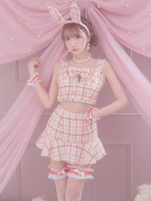 画像5: 【SALE!!】【即日発送】【ハロウィン】ツイードバニーリボンセットアップ（スカート）【コスプレ6点セット】【XS-Mサイズ/2カラー】[OF04]