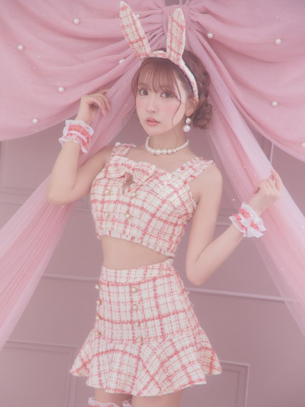 画像9: 【SALE!!】【即日発送】【ハロウィン】ツイードバニーリボンセットアップ（スカート）【コスプレ6点セット】【XS-Mサイズ/2カラー】[OF04]