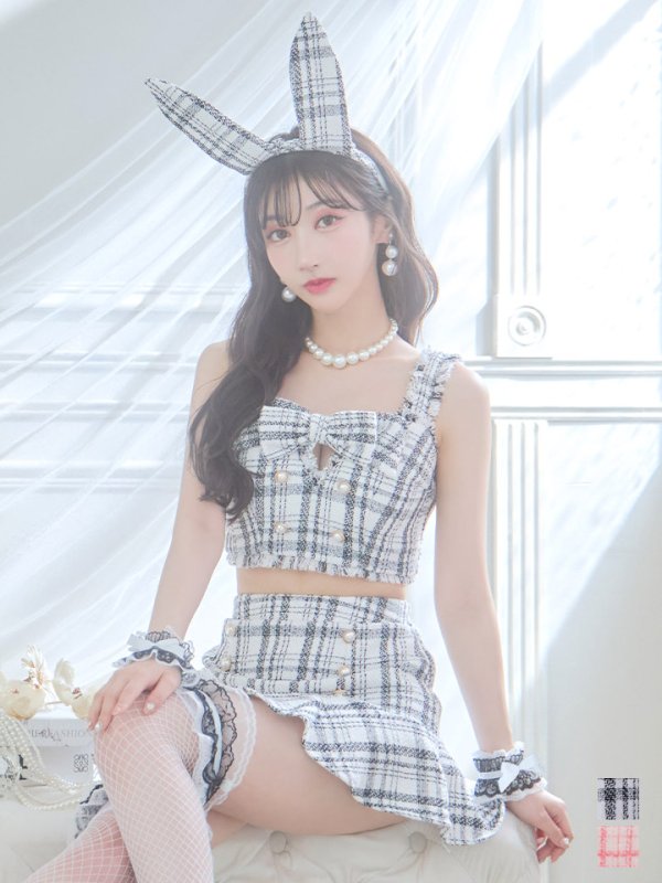 画像15: 【SALE!!】【即日発送】【ハロウィン】ツイードバニーリボンセットアップ（スカート）【コスプレ6点セット】【XS-Mサイズ/2カラー】[OF04]