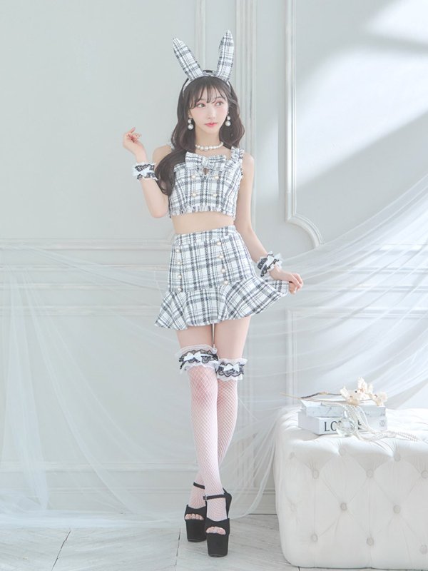 画像23: 【SALE!!】【即日発送】【ハロウィン】ツイードバニーリボンセットアップ（スカート）【コスプレ6点セット】【XS-Mサイズ/2カラー】[OF04]