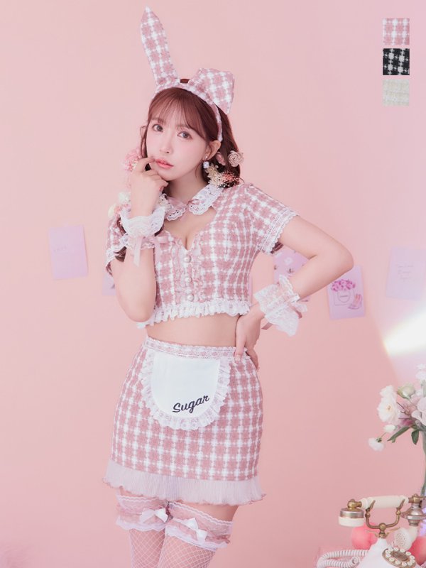 画像20: 【SALE!!】【即日発送】【ハロウィン】 ツイードバニーメイドセットアップ 【コスプレ6点セット】【S-Mサイズ/3カラー】[OF01]