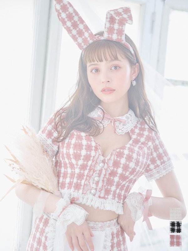 画像3: 【SALE!!】【即日発送】【ハロウィン】 ツイードバニーメイドセットアップ 【コスプレ6点セット】【S-Mサイズ/3カラー】[OF01]