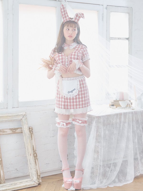 画像5: 【SALE!!】【即日発送】【ハロウィン】 ツイードバニーメイドセットアップ 【コスプレ6点セット】【S-Mサイズ/3カラー】[OF01]