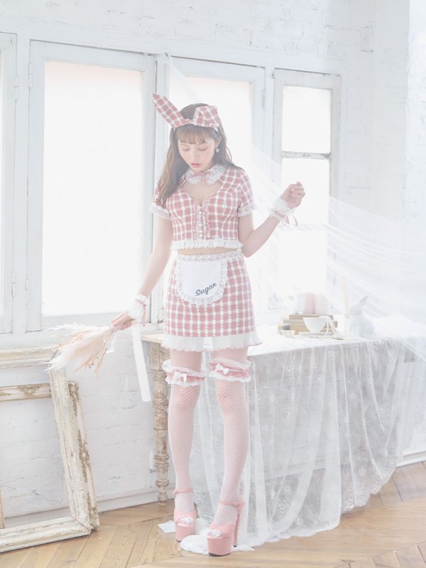 画像9: 【SALE!!】【即日発送】【ハロウィン】 ツイードバニーメイドセットアップ 【コスプレ6点セット】【S-Mサイズ/3カラー】[OF01]