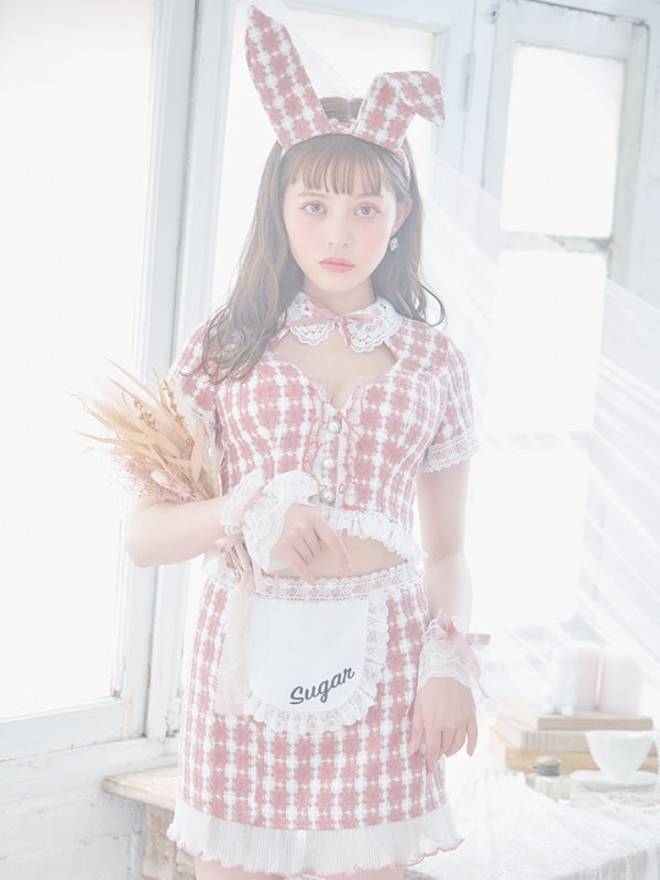 画像12: 【SALE!!】【即日発送】【ハロウィン】 ツイードバニーメイドセットアップ 【コスプレ6点セット】【S-Mサイズ/3カラー】[OF01]