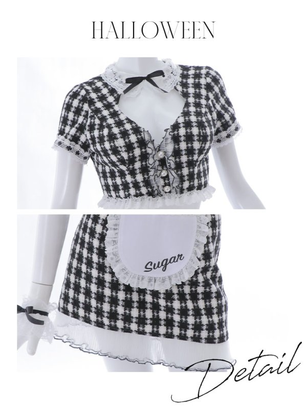 画像36: 【SALE!!】【即日発送】【ハロウィン】 ツイードバニーメイドセットアップ 【コスプレ6点セット】【S-Mサイズ/3カラー】[OF01]