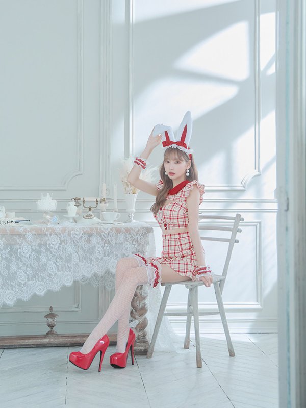 画像9: 【値下げ！】【即日発送】【ハロウィン】 チェックバニーセットアップ  【コスプレ6点セット】【XS-Lサイズ/2カラー】[OF04]