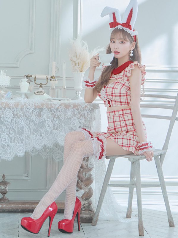 画像15: 【値下げ！】【即日発送】【ハロウィン】 チェックバニーセットアップ  【コスプレ6点セット】【XS-Lサイズ/2カラー】[OF04]