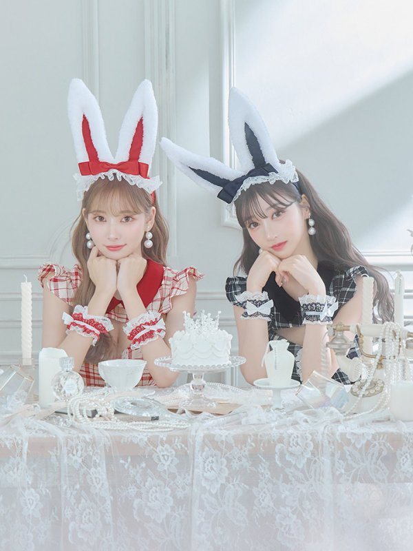 画像14: 【値下げ！】【即日発送】【ハロウィン】 チェックバニーセットアップ  【コスプレ6点セット】【XS-Lサイズ/2カラー】[HC03]