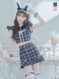 【値下げ！】【即日発送】【ハロウィン】 チェックバニーセットアップ  【コスプレ6点セット】【XS-Lサイズ/2カラー】[YMT]