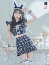 【値下げ！】【即日発送】【ハロウィン】 チェックバニーセットアップ  【コスプレ6点セット】【XS-Lサイズ/2カラー】[YMT]
