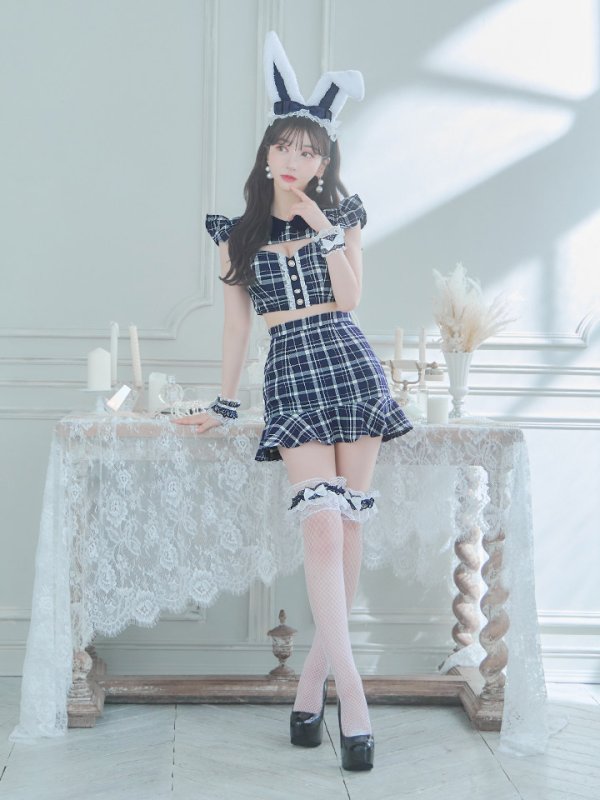 画像5: 【値下げ！】【即日発送】【ハロウィン】 チェックバニーセットアップ  【コスプレ6点セット】【XS-Lサイズ/2カラー】[OF04]