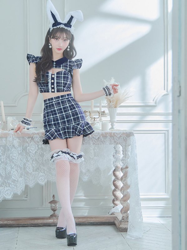 画像15: 【値下げ！】【即日発送】【ハロウィン】 チェックバニーセットアップ  【コスプレ6点セット】【XS-Lサイズ/2カラー】[OF04]