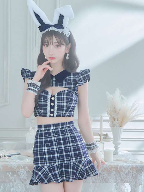画像17: 【値下げ！】【即日発送】【ハロウィン】 チェックバニーセットアップ  【コスプレ6点セット】【XS-Lサイズ/2カラー】[OF04]