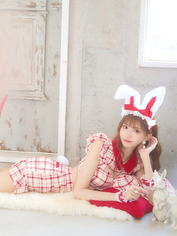 画像10: 【値下げ！】【即日発送】【ハロウィン】 チェックバニーセットアップ  【コスプレ6点セット】【XS-Lサイズ/2カラー】[OF04]