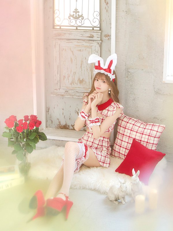 画像12: 【値下げ！】【即日発送】【ハロウィン】 チェックバニーセットアップ  【コスプレ6点セット】【XS-Lサイズ/2カラー】[OF04]