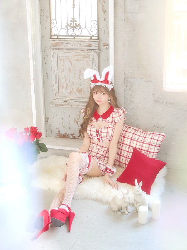 画像13: 【値下げ！】【即日発送】【ハロウィン】 チェックバニーセットアップ  【コスプレ6点セット】【XS-Lサイズ/2カラー】[OF04]