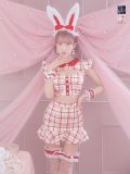 【値下げ！】【即日発送】【ハロウィン】 チェックバニーセットアップ  【コスプレ6点セット】【XS-Lサイズ/2カラー】[YMT]