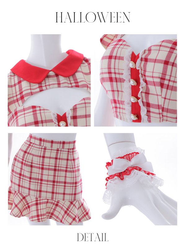 画像22: 【値下げ！】【即日発送】【ハロウィン】 チェックバニーセットアップ  【コスプレ6点セット】【XS-Lサイズ/2カラー】[OF04]