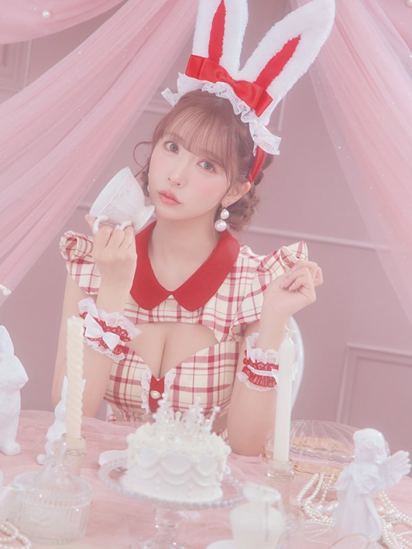 画像12: 【値下げ！】【即日発送】【ハロウィン】 チェックバニーセットアップ  【コスプレ6点セット】【XS-Lサイズ/2カラー】[OF04]