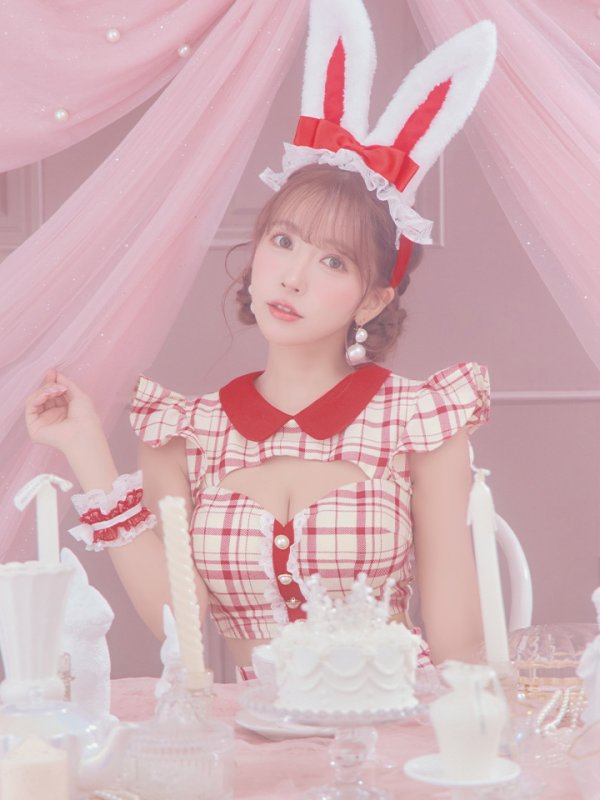 画像15: 【値下げ！】【即日発送】【ハロウィン】 チェックバニーセットアップ  【コスプレ6点セット】【XS-Lサイズ/2カラー】[OF04]