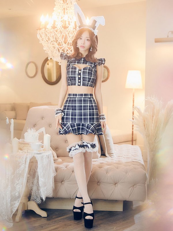 画像22: 【値下げ！】【即日発送】【ハロウィン】 チェックバニーセットアップ  【コスプレ6点セット】【XS-Lサイズ/2カラー】[OF04]