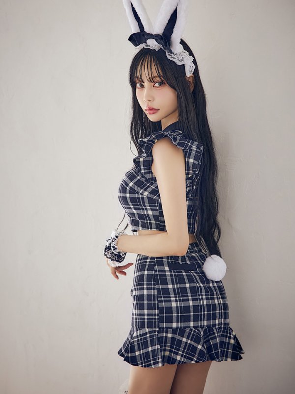 画像13: 【値下げ！】【即日発送】【ハロウィン】 チェックバニーセットアップ  【コスプレ6点セット】【XS-Lサイズ/2カラー】[HC03]