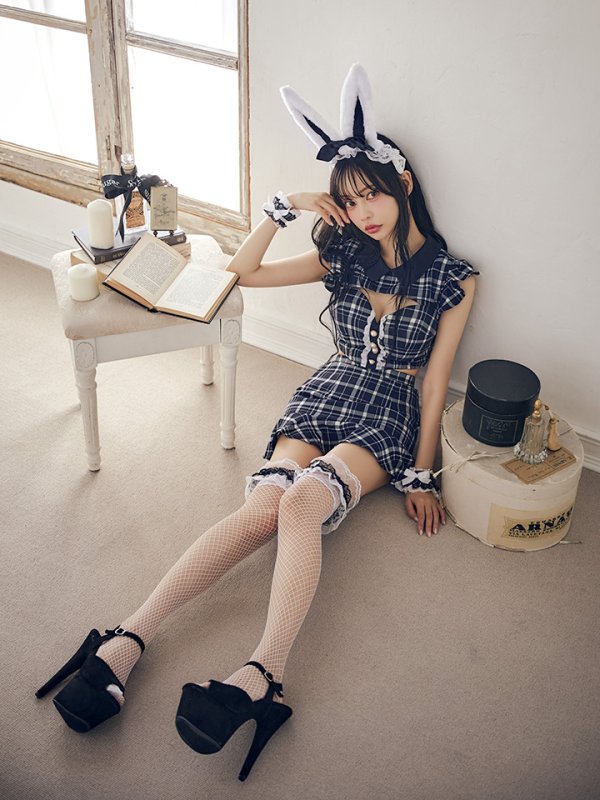 画像6: 【値下げ！】【即日発送】【ハロウィン】 チェックバニーセットアップ  【コスプレ6点セット】【XS-Lサイズ/2カラー】[HC03]