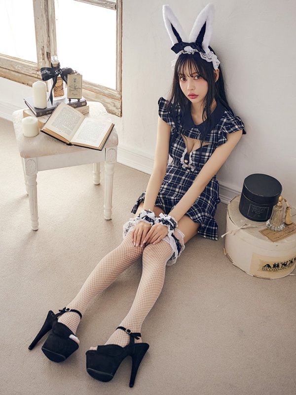 画像8: 【値下げ！】【即日発送】【ハロウィン】 チェックバニーセットアップ  【コスプレ6点セット】【XS-Lサイズ/2カラー】[HC03]