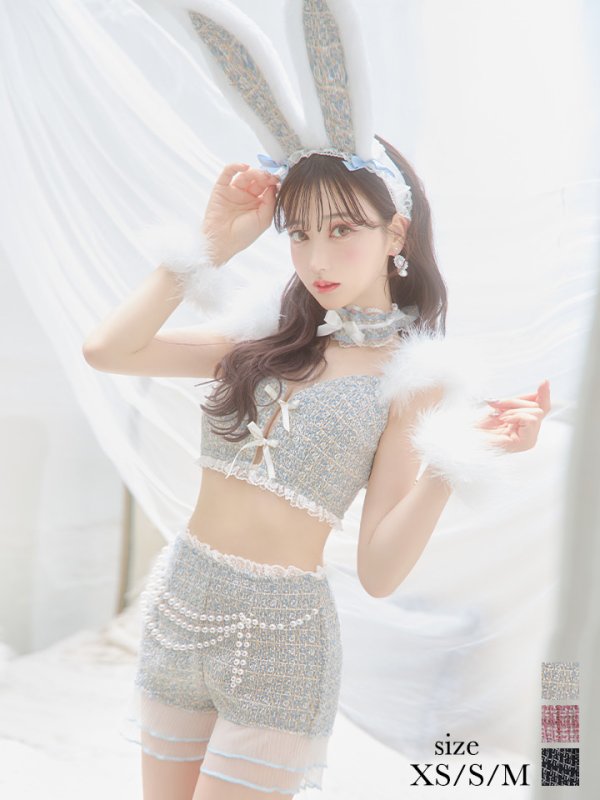 画像6: 【SALE!!】【即日発送】【ハロウィン】 ファーツイードバニーセットアップ 【コスプレ8点セット】【XS-Mサイズ/3カラー】[OF04]