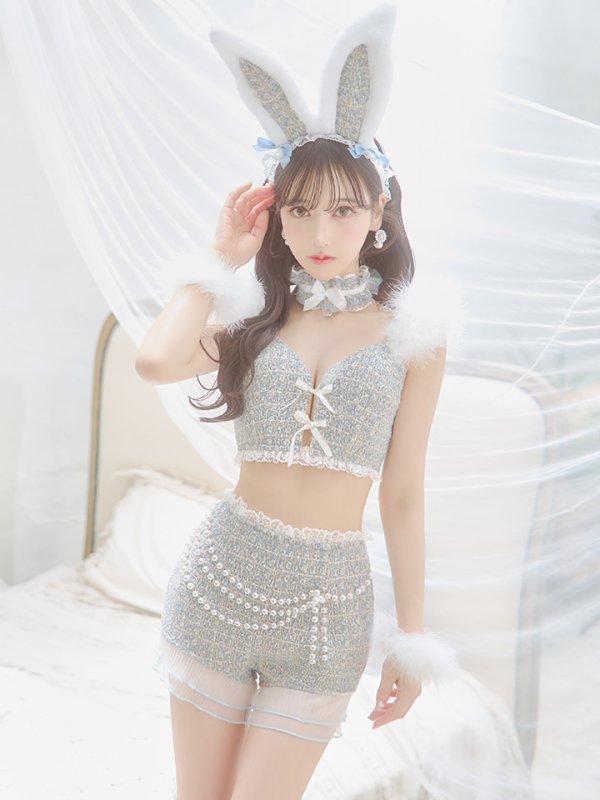 画像7: 【SALE!!】【即日発送】【ハロウィン】 ファーツイードバニーセットアップ 【コスプレ8点セット】【XS-Mサイズ/3カラー】[OF04]