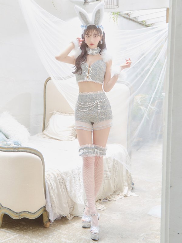 画像8: 【SALE!!】【即日発送】【ハロウィン】 ファーツイードバニーセットアップ 【コスプレ8点セット】【XS-Mサイズ/3カラー】[OF04]