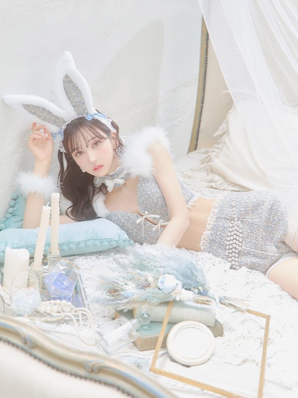 画像9: 【SALE!!】【即日発送】【ハロウィン】 ファーツイードバニーセットアップ 【コスプレ8点セット】【XS-Mサイズ/3カラー】[OF04]