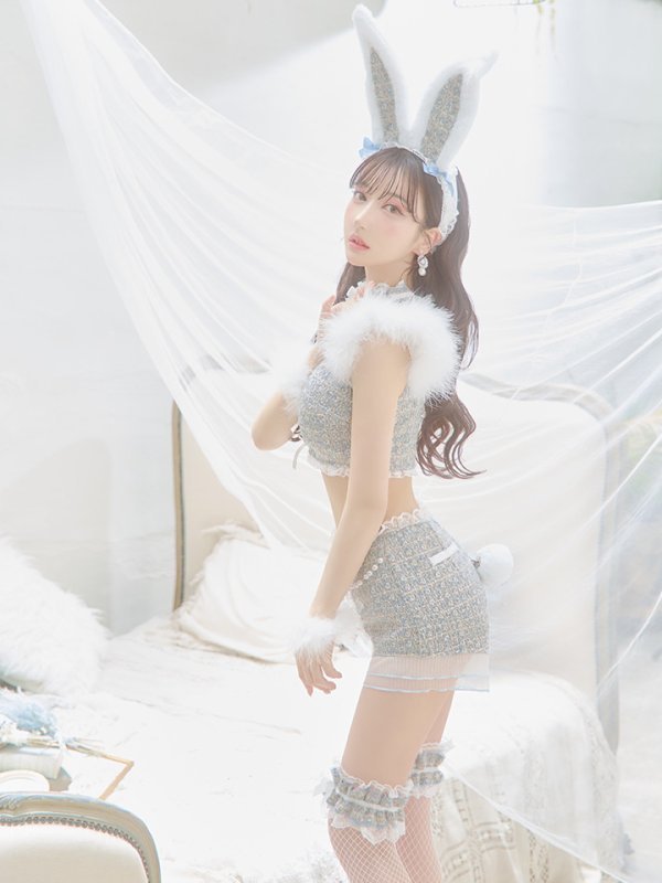 画像10: 【SALE!!】【即日発送】【ハロウィン】 ファーツイードバニーセットアップ 【コスプレ8点セット】【XS-Mサイズ/3カラー】[OF04]