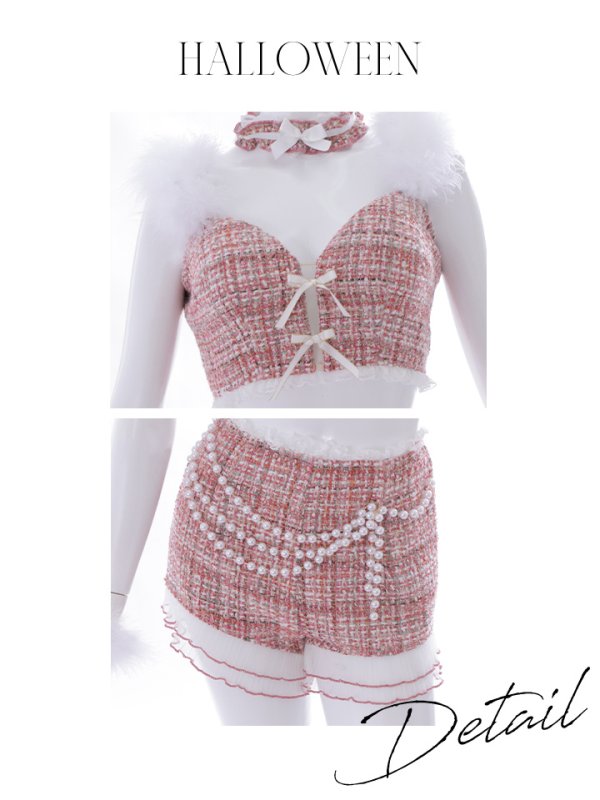 画像15: 【SALE!!】【即日発送】【ハロウィン】 ファーツイードバニーセットアップ 【コスプレ8点セット】【XS-Mサイズ/3カラー】[OF04]