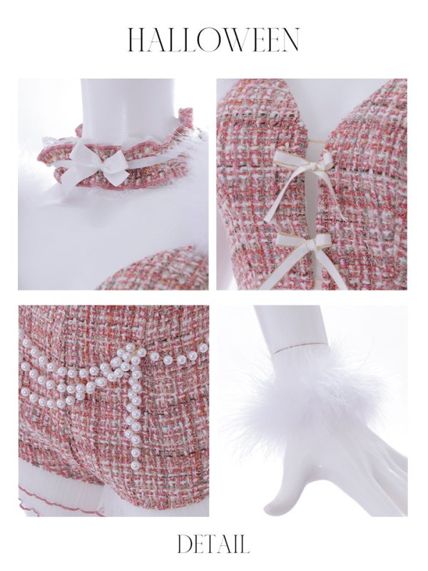 画像14: 【SALE!!】【即日発送】【ハロウィン】 ファーツイードバニーセットアップ 【コスプレ8点セット】【XS-Mサイズ/3カラー】[OF04]