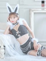 【即日発送】【ハロウィン】 ファーツイードバニーセットアップ 【コスプレ8点セット】【XS-Mサイズ/3カラー】[HC02]