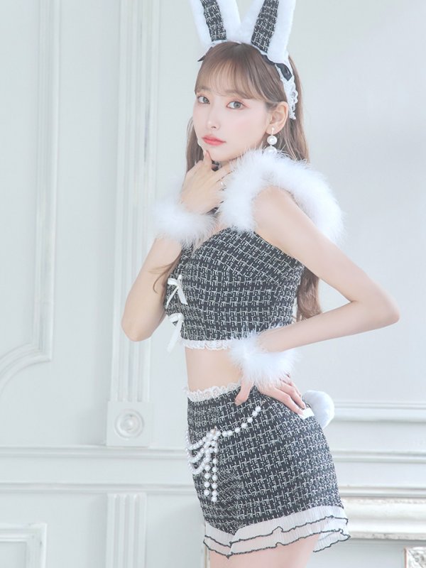 画像10: 【SALE!!】【即日発送】【ハロウィン】 ファーツイードバニーセットアップ 【コスプレ8点セット】【XS-Mサイズ/3カラー】[OF04]