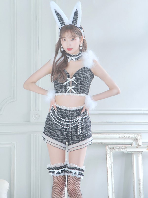 画像11: 【SALE!!】【即日発送】【ハロウィン】 ファーツイードバニーセットアップ 【コスプレ8点セット】【XS-Mサイズ/3カラー】[OF04]