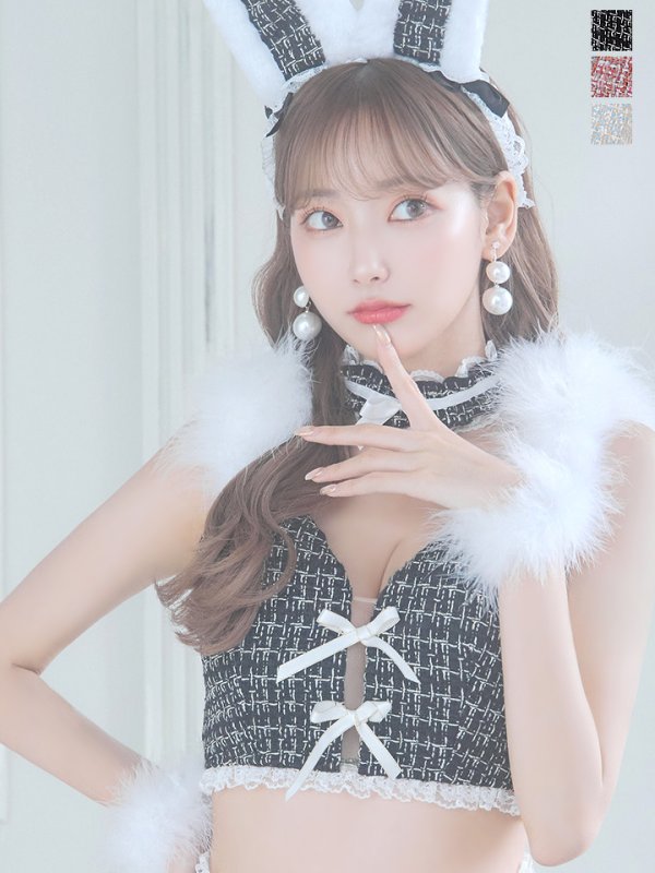 画像3: 【SALE!!】【即日発送】【ハロウィン】 ファーツイードバニーセットアップ 【コスプレ8点セット】【XS-Mサイズ/3カラー】[OF04]