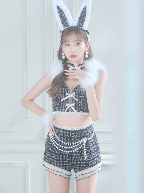 画像4: 【SALE!!】【即日発送】【ハロウィン】 ファーツイードバニーセットアップ 【コスプレ8点セット】【XS-Mサイズ/3カラー】[OF04]